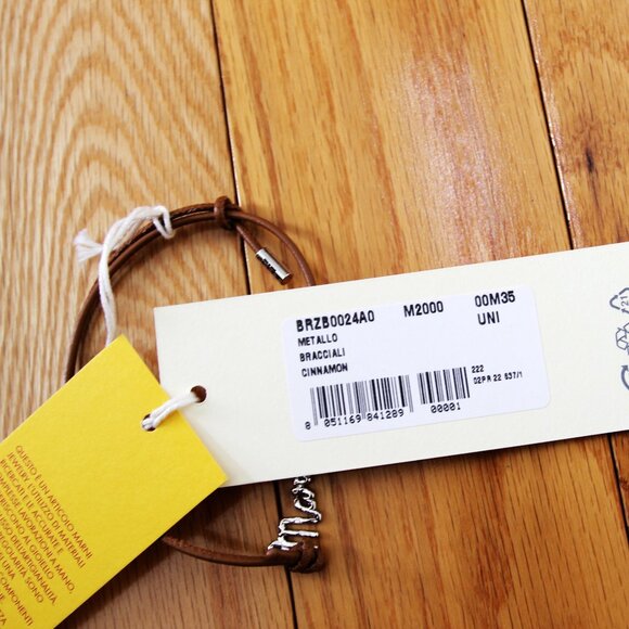 BNWT AW22 MARNI LOGO PLAQUE ROPE BRACELET BROWN - Picture 2 of 4